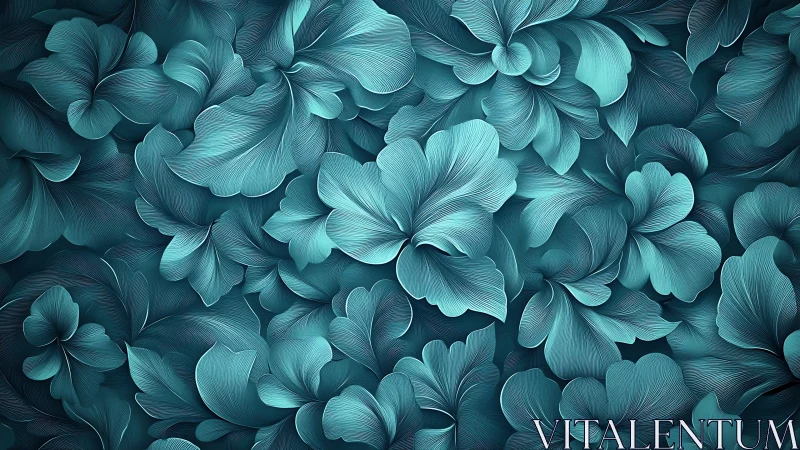 Teal floral waves flow across an elegant abstract surface.