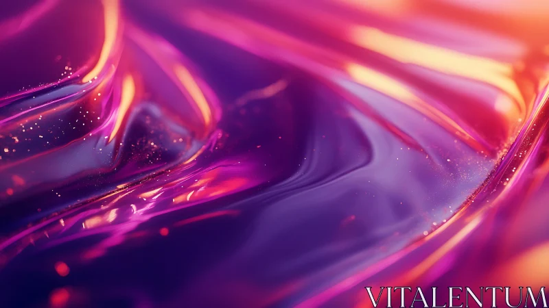 Glowing liquid waves in soothing violet and sunset gold.