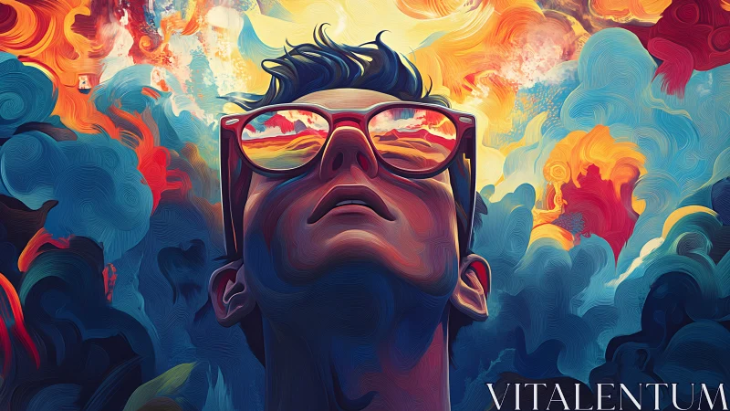 Dreamy portrait welcomes bright skies through bold glasses