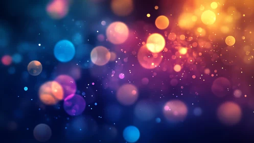 Vibrant abstract bokeh lights in blue and orange tones, digital art.