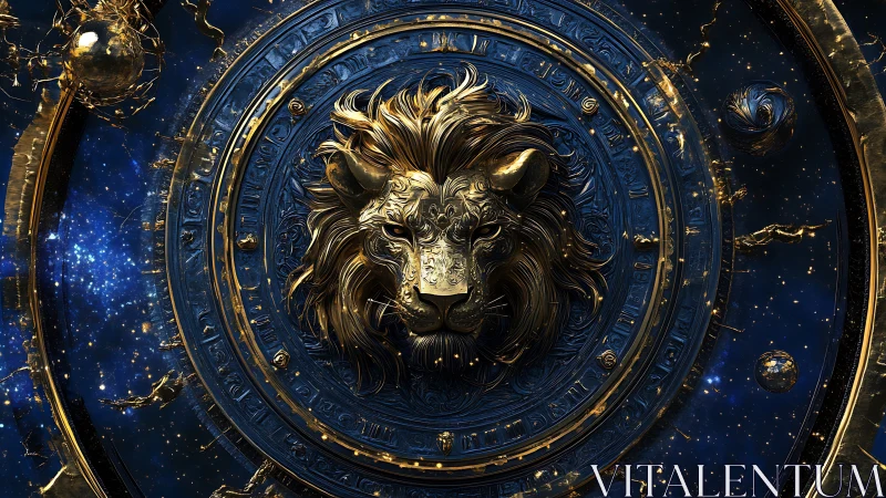 Celestial lion emblem forged in luminous astral gold.
