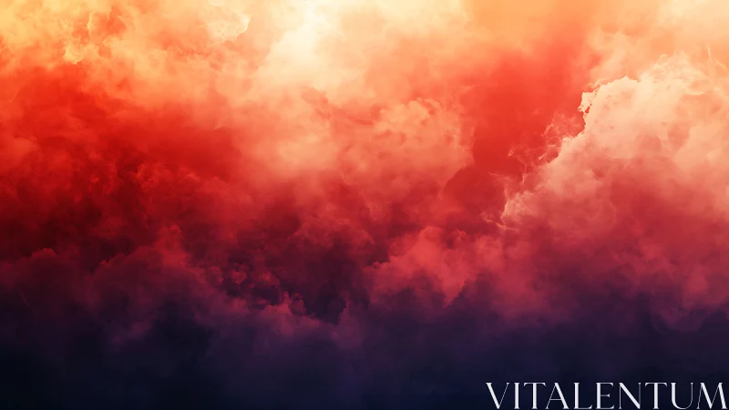 Vibrant red and orange cloudscape with dark lower edge.