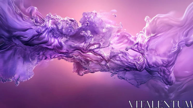 Violet liquid waves collide in luminous abstract space.