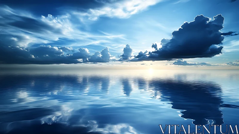 Endless blue horizon welcomes calm skies and gentle water