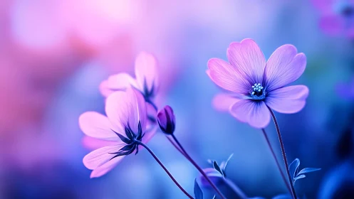 Botanical Depth: Cosmos Flowers in Chromatic Gradient Field.