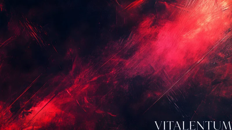 Vibrant red and black abstract digital painting with textured brush strokes.