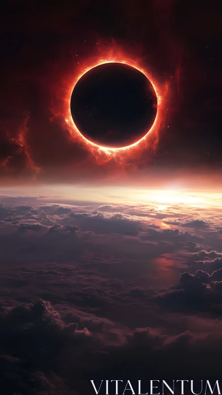 Gentle eclipse glow over dreamy, softly glowing clouds.