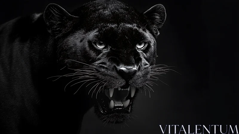 Intense Black Panther's Fearless Gaze.