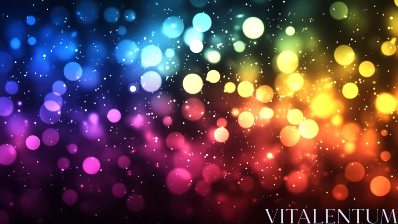 Vibrant Bokeh Light Background in Rainbow Colors, Abstract Digital Art.