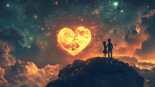 Two Stargazers Beneath Love's Burning Celestial Heart.