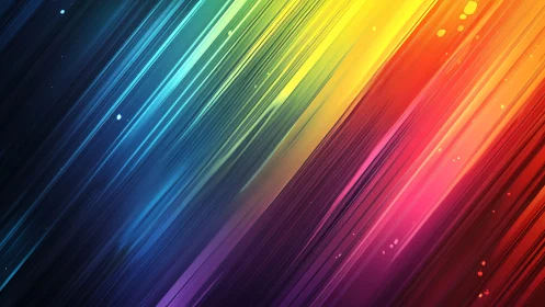 Radiant diagonal light streaks merge into a vivid rainbow spectrum.