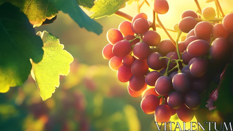 Sunlit vineyard grapes glow with gentle, ripe abundance