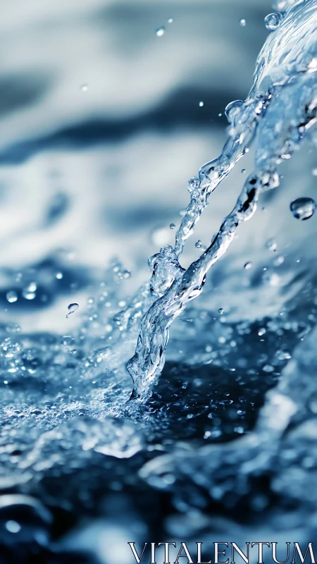 Close-up image isolates upward flowing arc of clear water