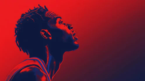 Bold basketball portrait celebrates focus in rich red tones