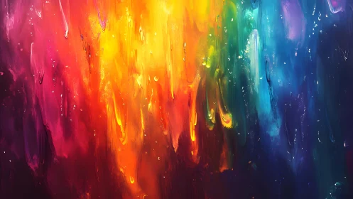 Vibrant Abstract Rainbow Painting with Textured Brushstrokes.