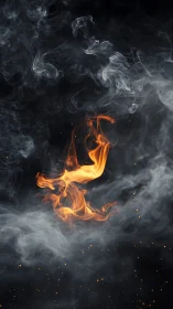 Fire and smoke coalesce in dynamic abstract composition