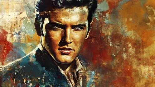 Male portrait set against textured warm abstract background