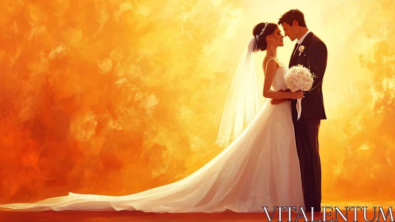 Radiant newlyweds share a quiet, glowing moment of love