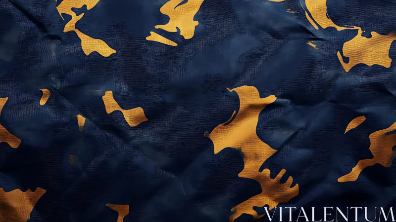 Midnight blue fabric reveals molten gold abstract camouflage