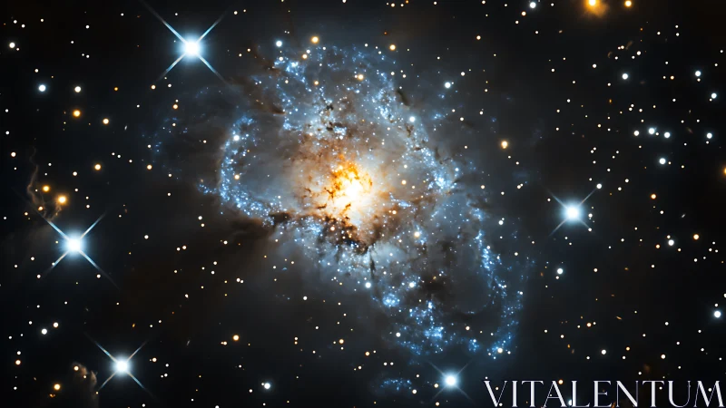 Central galactic starburst region is surrounded by dense stellar field