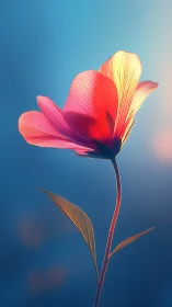 Luminescent Flower Rendered in Digital Light: Coral Petal Study.