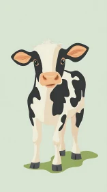 Holstein calf illustration with soft minimalist pastel palette.