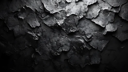Layered black slate texture reveals sculpted abstract relief