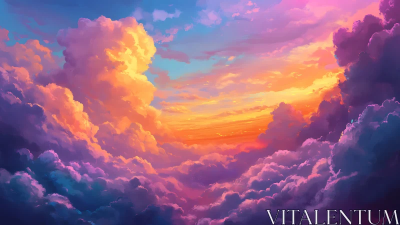 Radiant sunset clouds melt into a dreamy pastel horizon