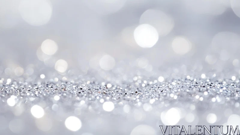 Silver Glitter Macro with Soft Bokeh in Abstract Minimalist Style.