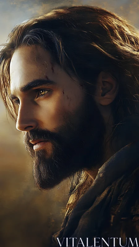 Weathered wanderer gazes ahead with quiet, steadfast resolve