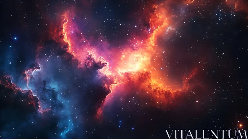 High contrast emission nebula with ionized gas filaments and dense dust