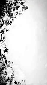 Monochrome floral vines framing a light textured space.