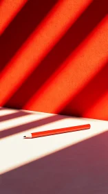 Diagonal light casting graphic shadows over red pencil study