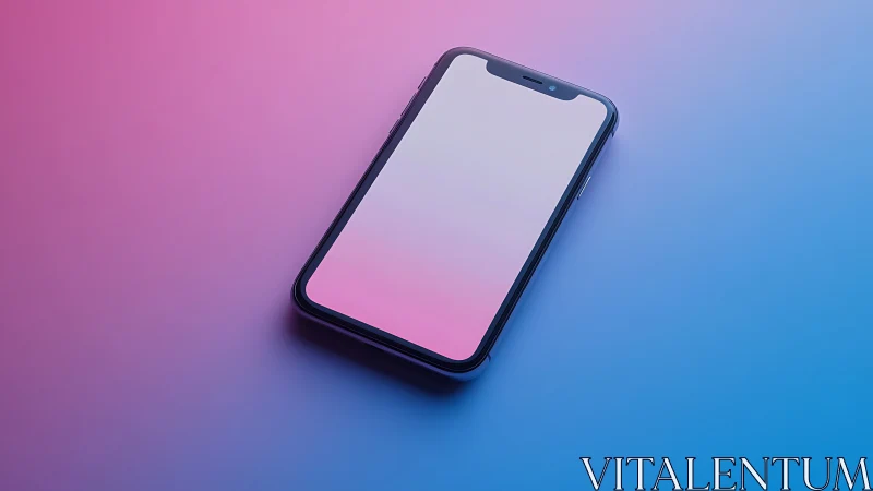 Smartphone mockup with blank white screen on gradient background