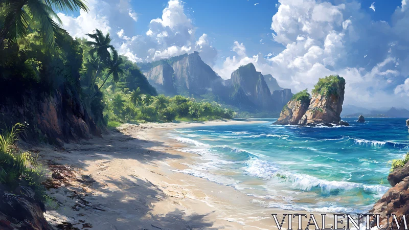 Tropical Island Paradise with Dramatic Cliffs.