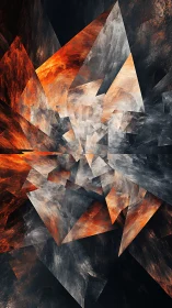 Fractal crystalline shards with thermal combustion gradients.