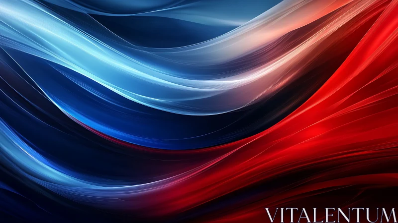 Silken waves of red and blue race through electric twilight.