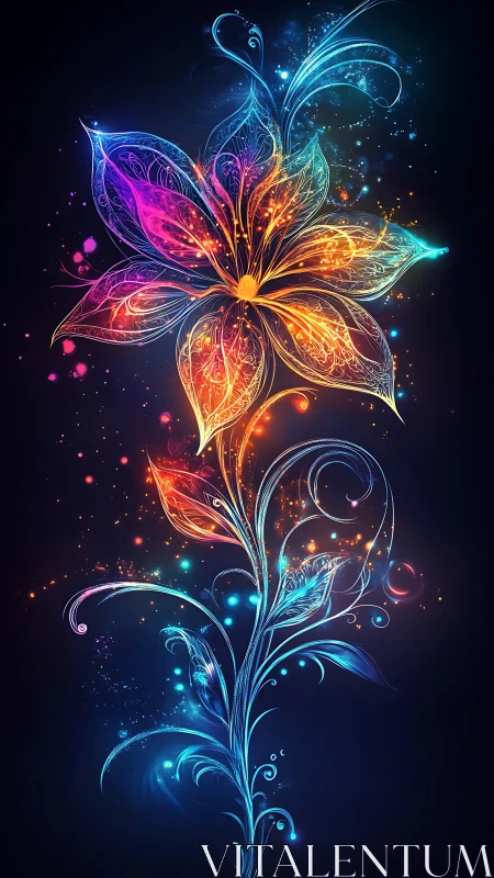 Bioluminescent Flower With Ornamental Stem Structure