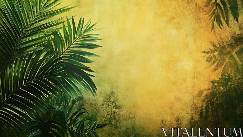 Sunlit jungle leaves framing a warm, golden daydream.