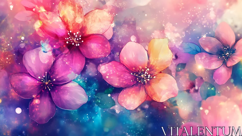 Luminous Petals Dancing Through Stardust Dreams.