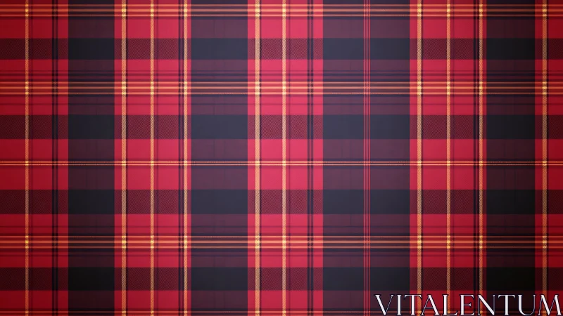 Red black tartan fabric pattern with symmetric overcheck grid