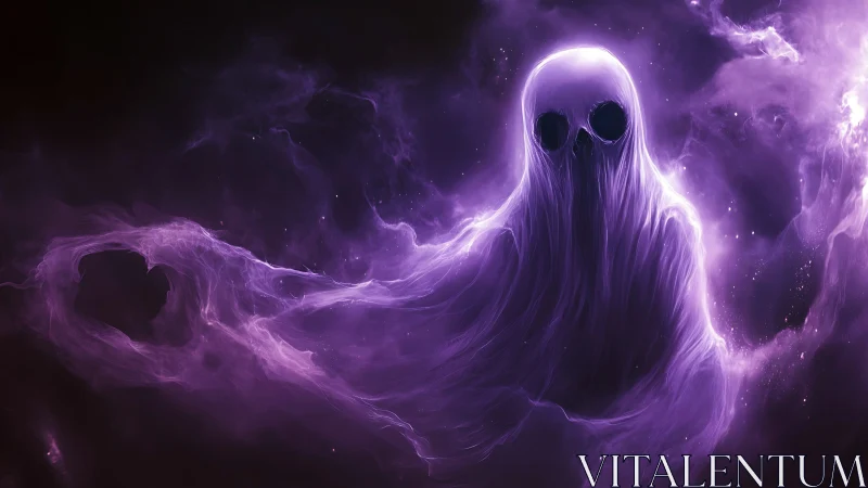 Purple spectral entity formed from swirling cosmic mist.