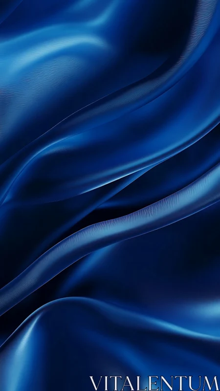 Deep blue satin folds form smooth abstract draped surface