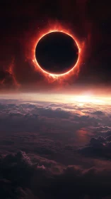 Gentle eclipse glow over dreamy, softly glowing clouds.