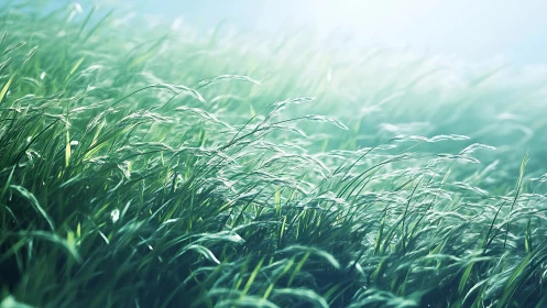 Wind-kissed meadow waves under pale morning hush.