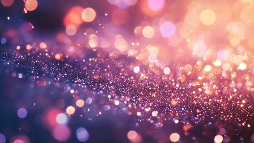 Glittering lights drift softly in a dreamy violet glow