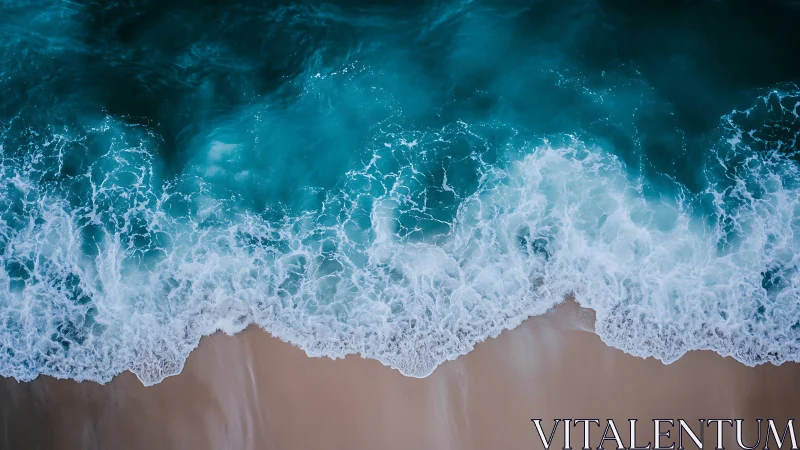 Aerial shoreline surf study with dynamic coastal waveforms.