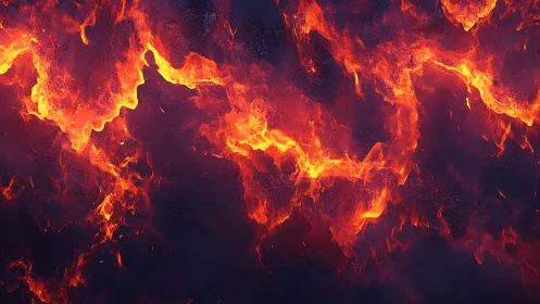 Lava flow patterns with thermal gradient variation.