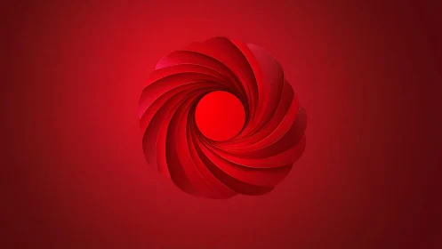 Abstract red spiral design with layered paper style on gradient background.