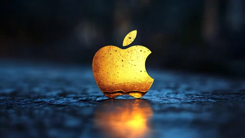 Golden Apple Glows Against Twilight's Mysterious Embrace